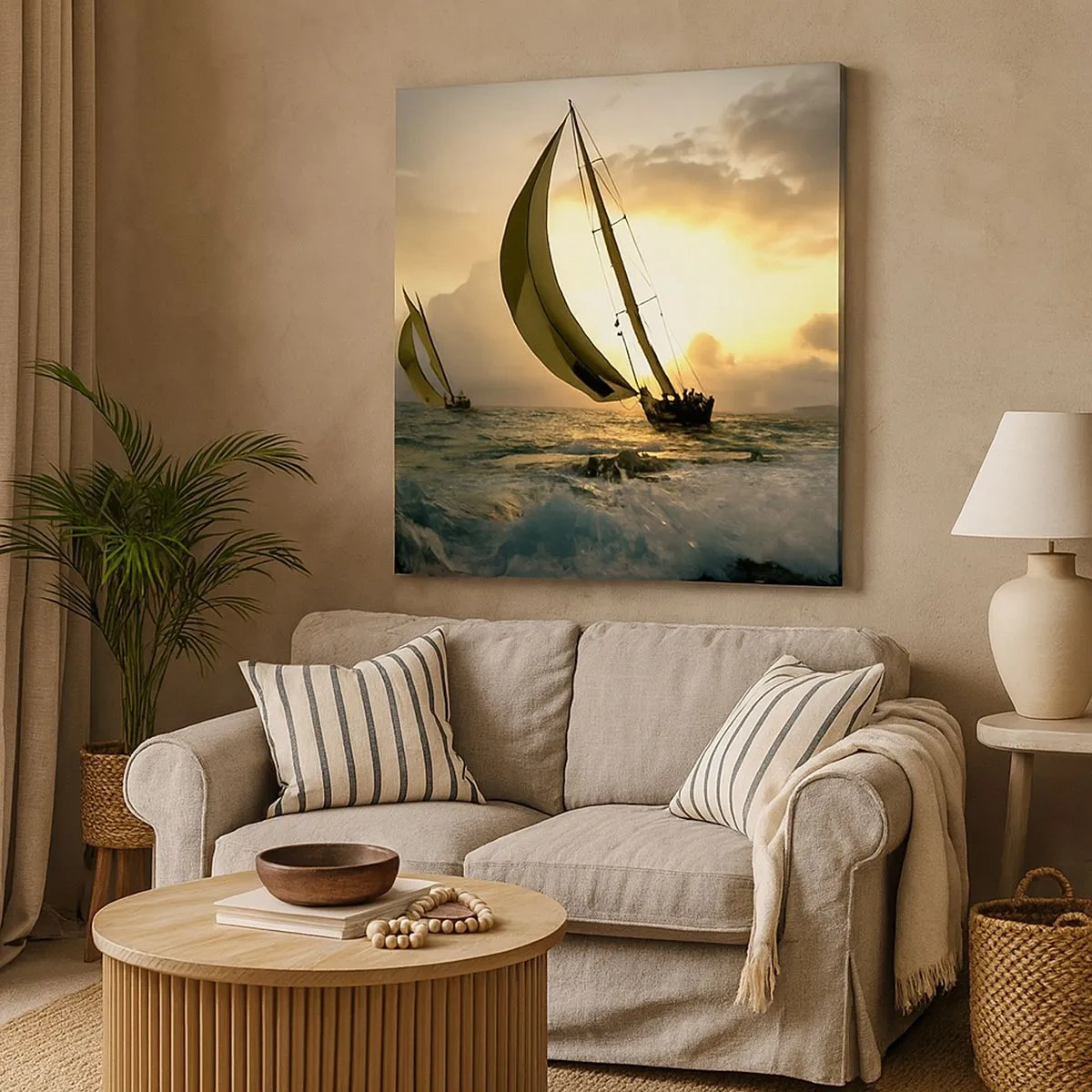 Lærredstryk - Billede på lærred - I medvind og modvind - 30x30 cm