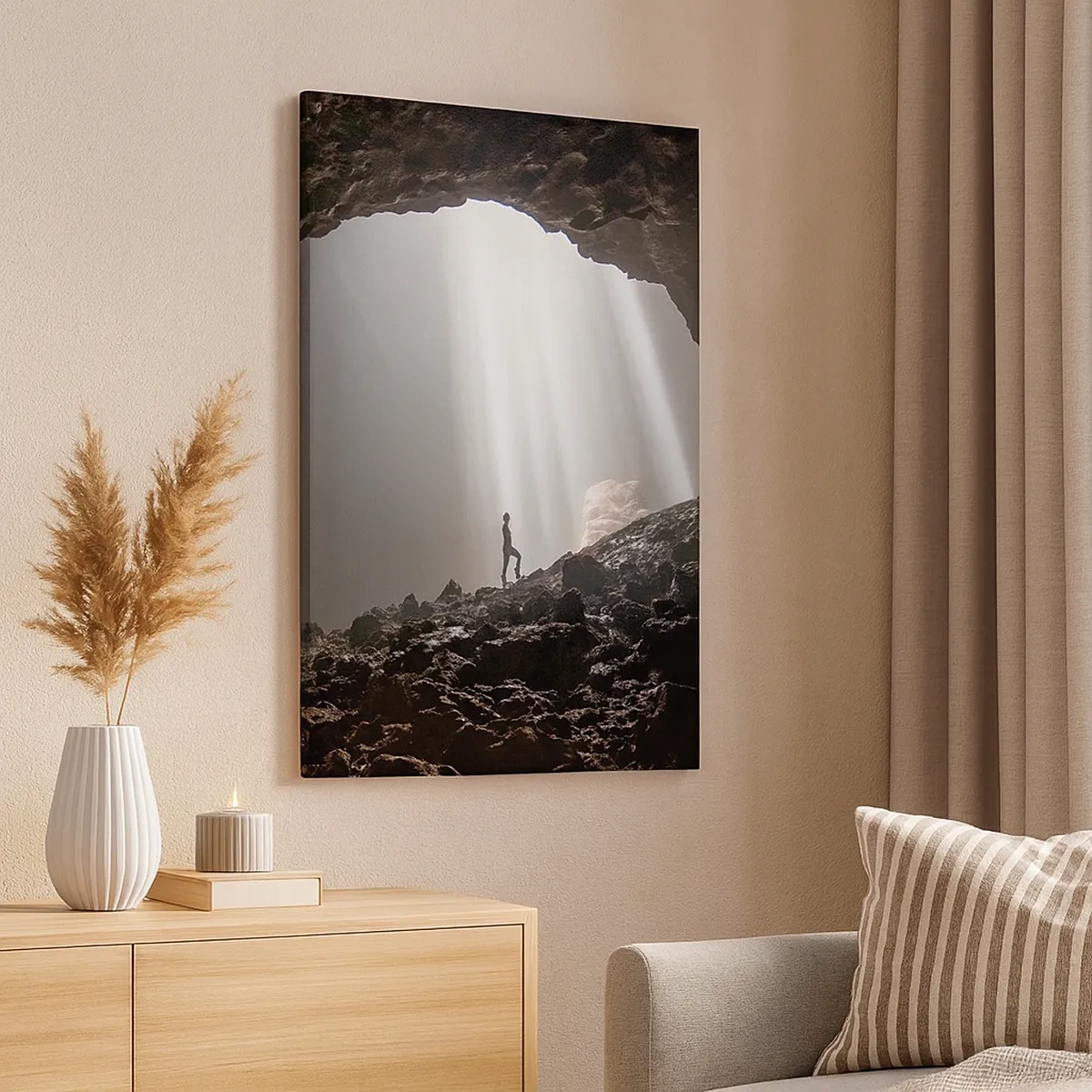 Lærredstryk - Billede på lærred - Lysende grotte - 50x70 cm