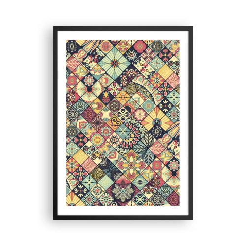 Plakat i sort ramme - Farverigt mosaikmønster - 50x70cm - Marokkansk stemning - Moderne vægdekoration til stue og soveværelse ARTTOR