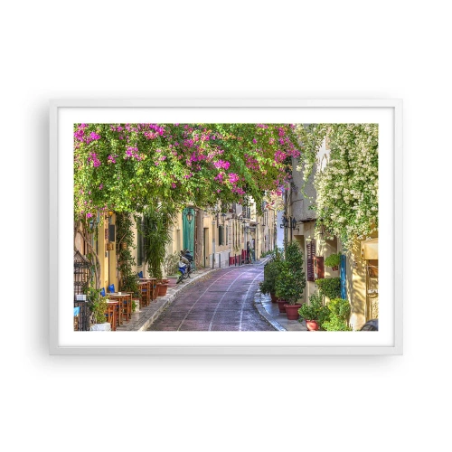 Plakat i hvid ramme - En blomstrende gyde - 70x50 cm