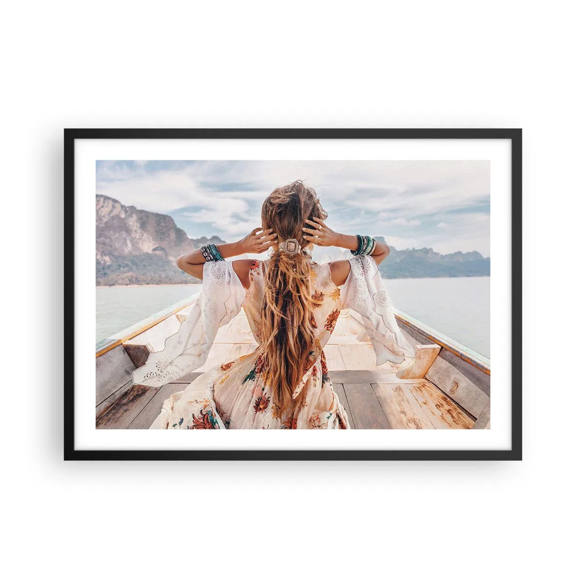 Plakat i sort ramme - På vej mod lykken - 70x50 cm