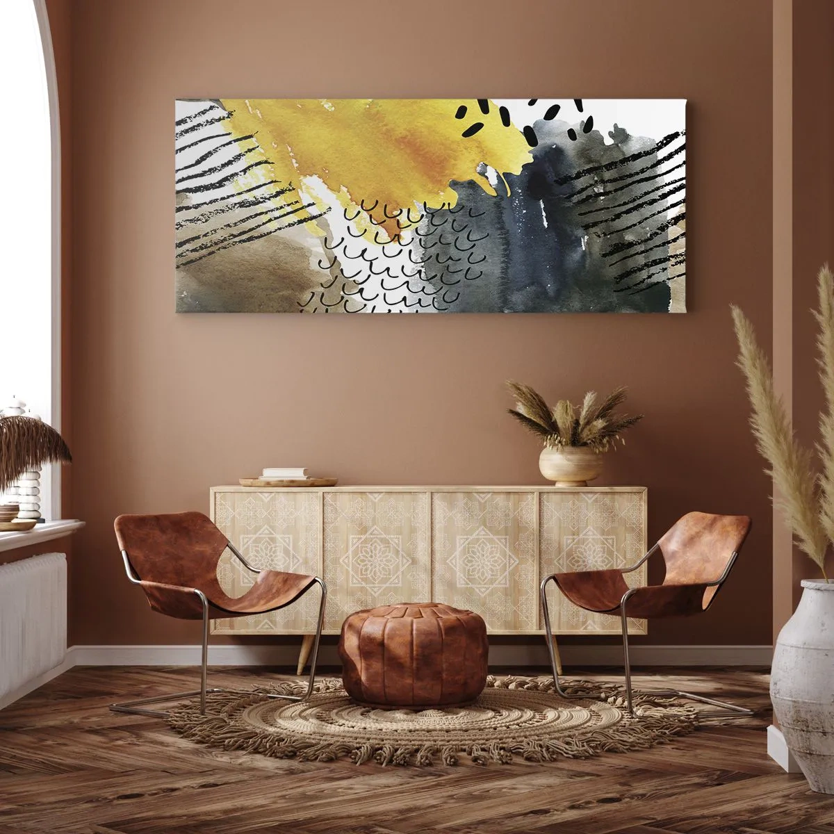 Lærredstryk - Billede på lærred - Et møde mellem elementerne - 100x40 cm