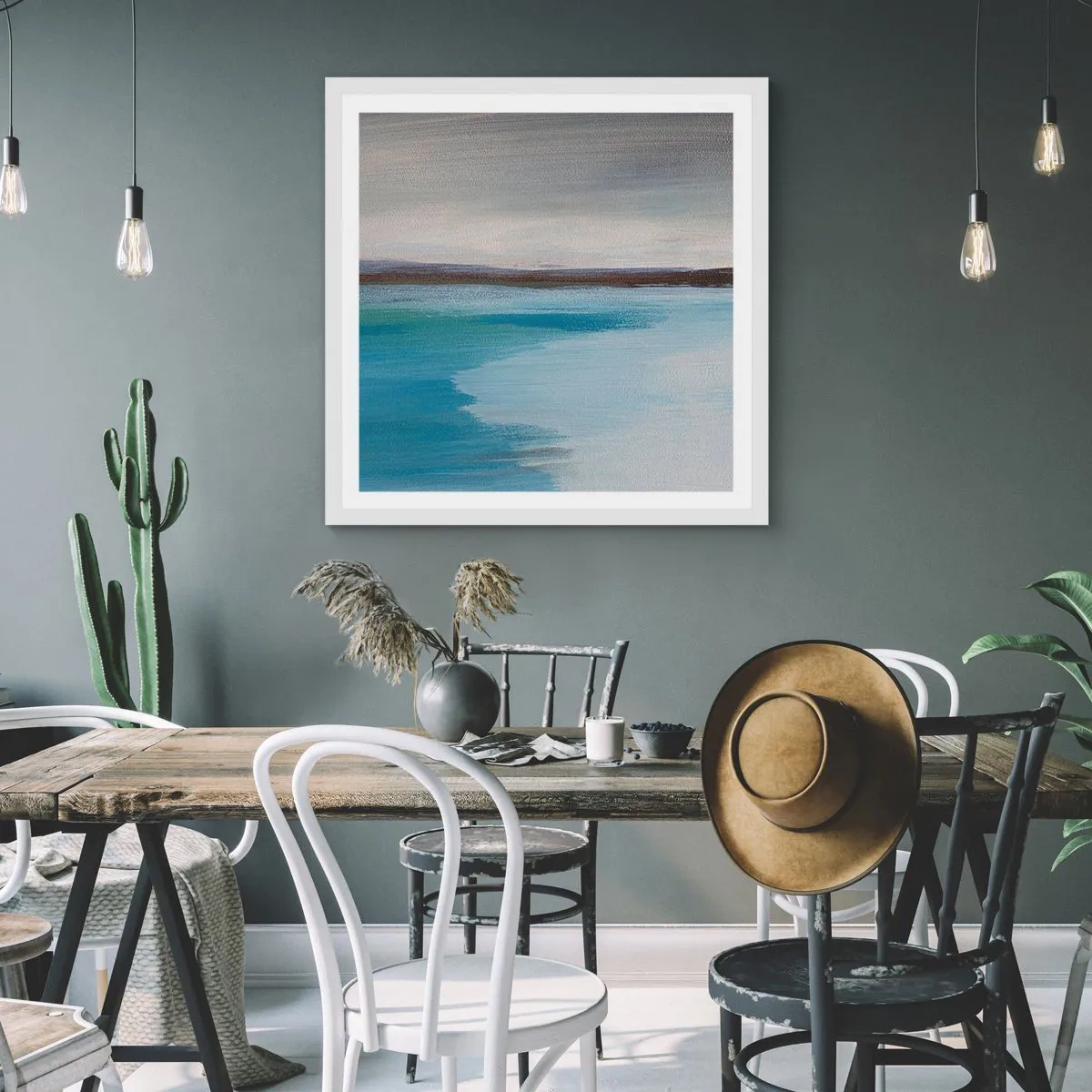 Plakat i hvid ramme - Horisontalt landskab - 40x40 cm