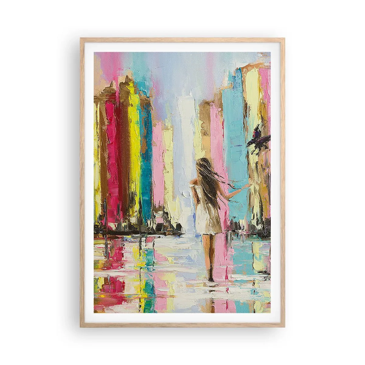 Plakat i ramme af lyst egetræ - Følg mig - 70x100 cm