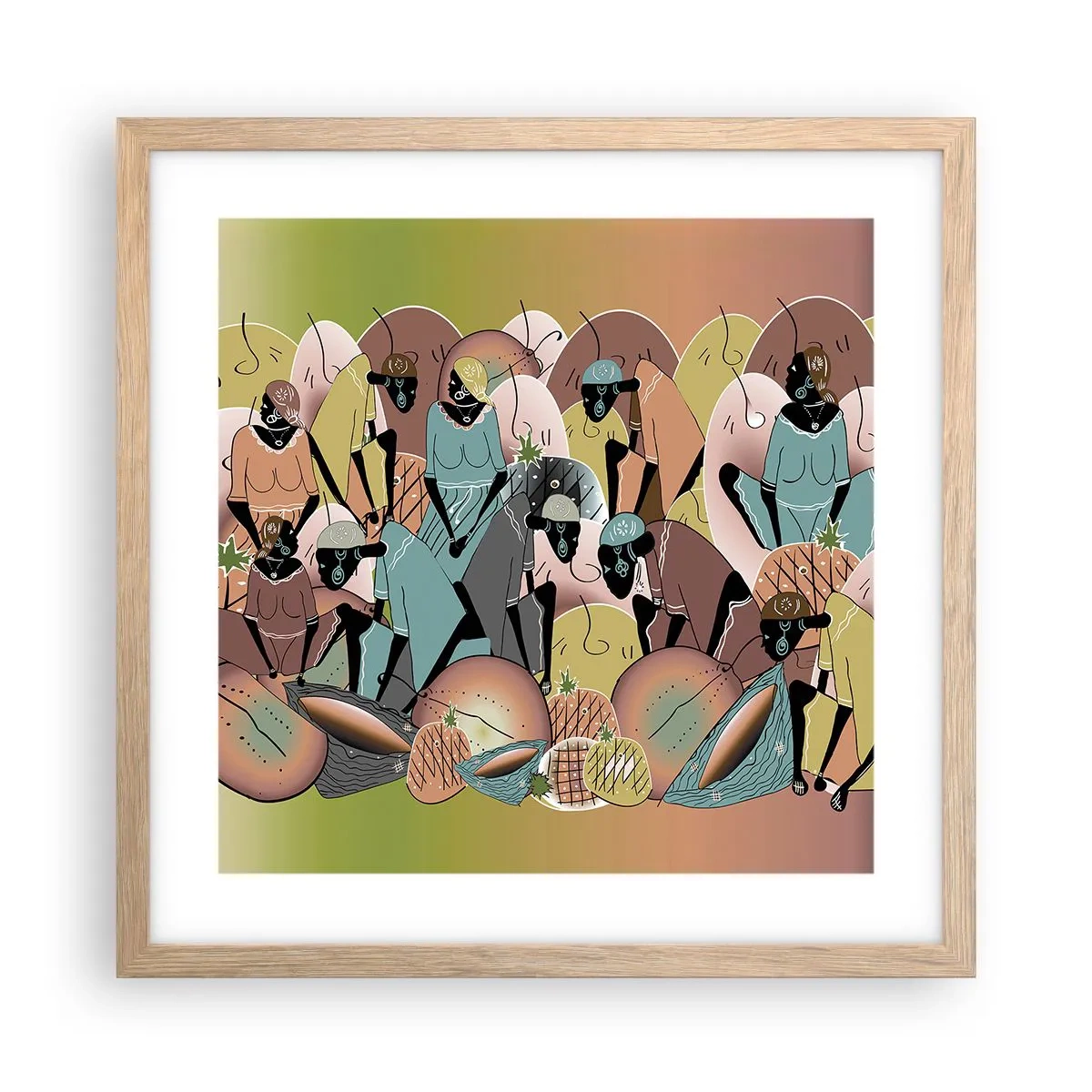 Plakat i ramme af lyst egetræ - Den store fejring er på vej - 40x40 cm