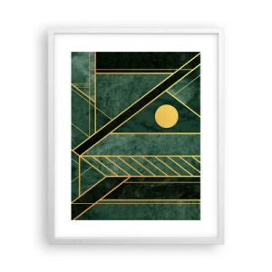 Plakat i hvid ramme - Dynamikken i guld og azurblå - 40x50 cm