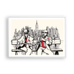 Plakat i hvid ramme - New York improvisation - 100x70 cm