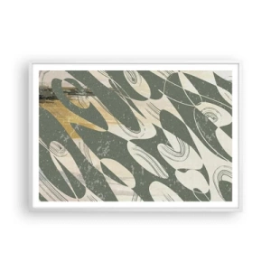 Plakat i hvid ramme - Rytmisk abstraktion - 100x70 cm
