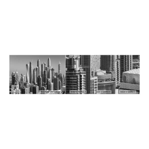 Prøve Fototapet Premium Sand - Byen over ørkenen - Arkitektur, By, Dubai - 100x30 cm
