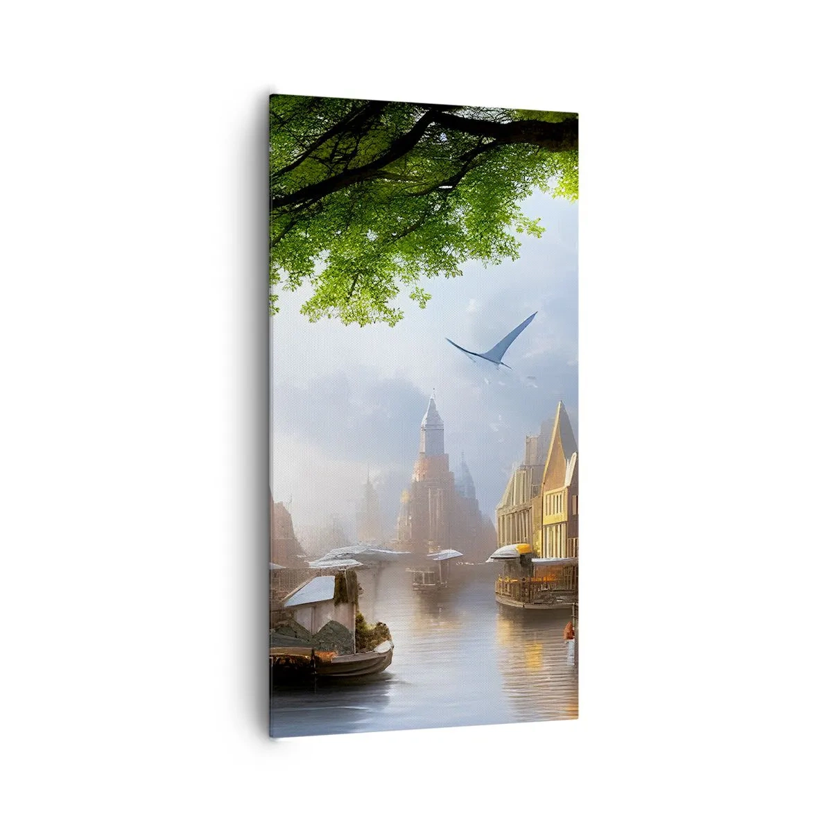 Lærredstryk - Billede på lærred - Hollandsk bybillede - 65x120 cm