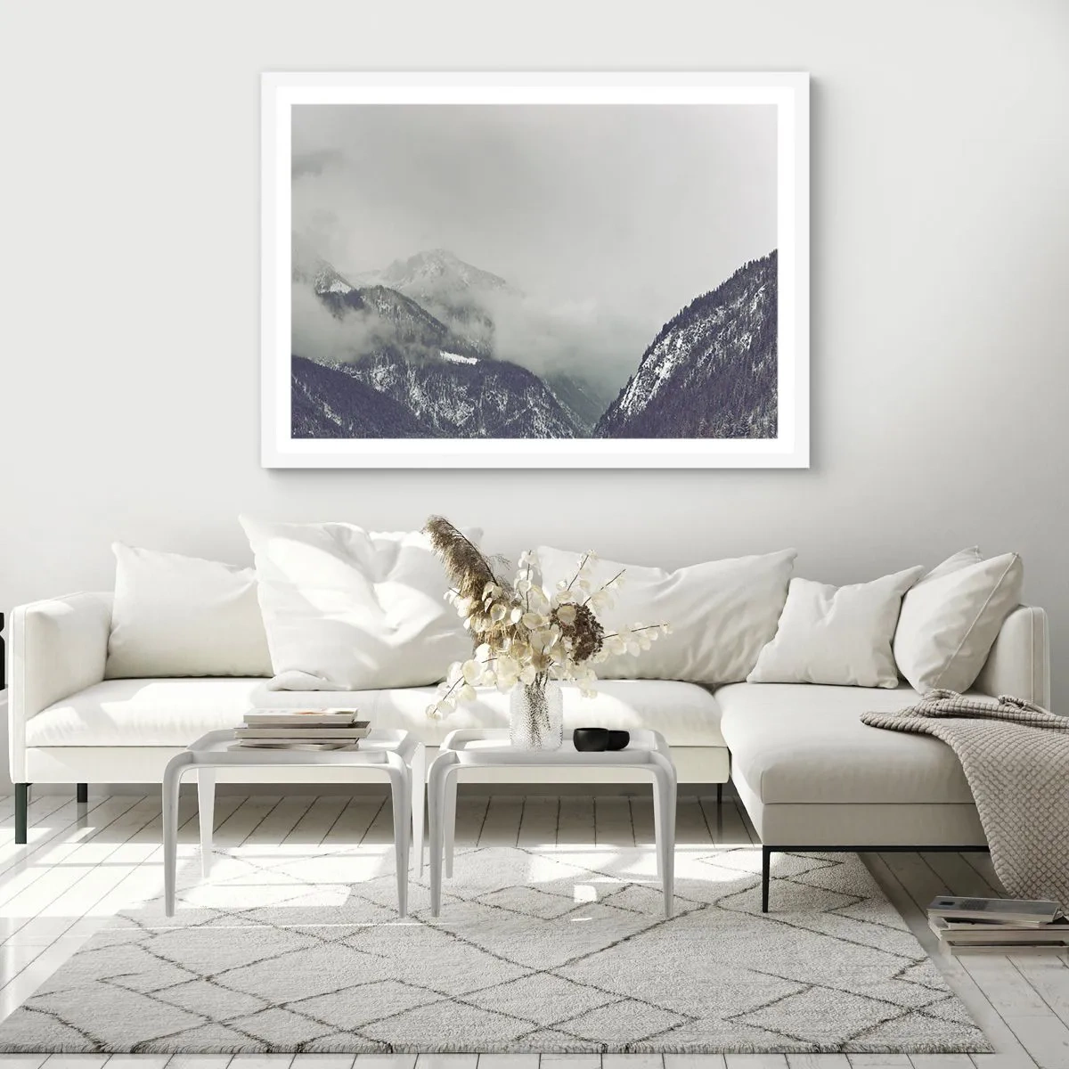 Plakat i hvid ramme - Tåget dal - 91x61 cm
