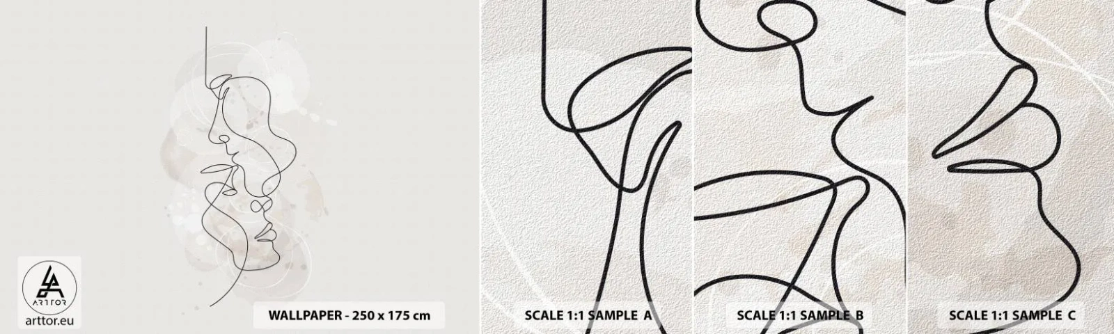 Prøve Fototapet Selvklæbende Deluxe Sticker - Omfavnet i en omfavnelse - Abstraktion, Mand, Kvinde - 100x30 cm