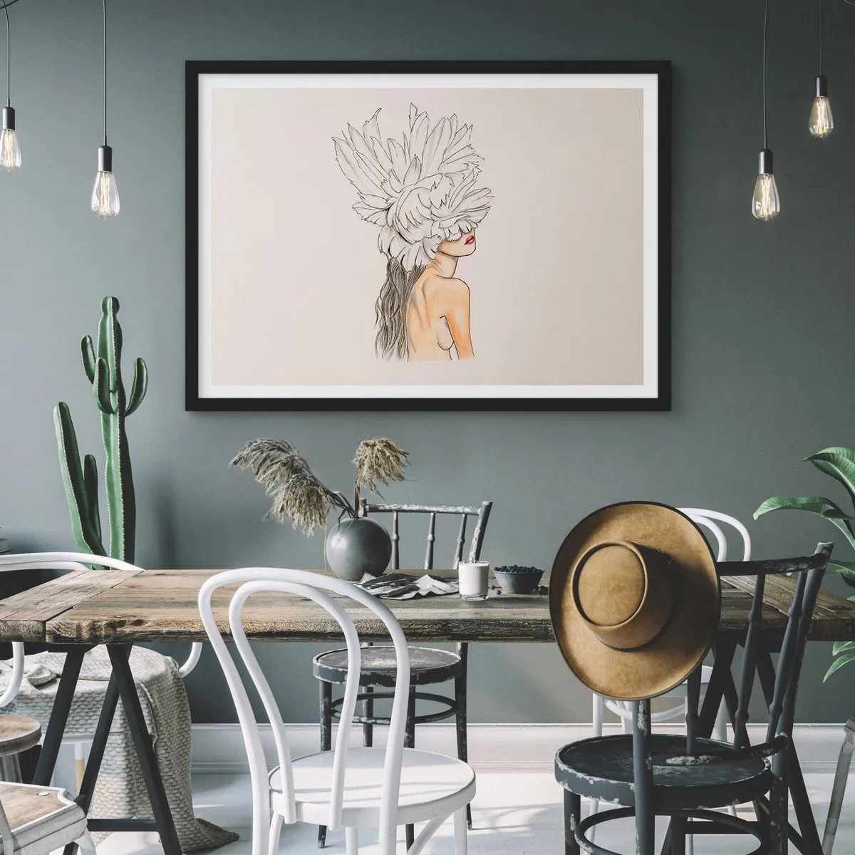 Plakat i sort ramme - Skønhed kronet - 70x50 cm