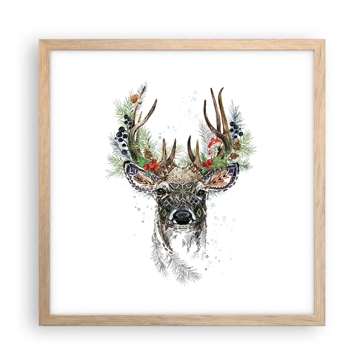 Plakat i ramme af lyst egetræ - I festlig påklædning - 40x40 cm