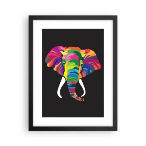 Plakat i sort ramme - Elefanten, der elskede at bade i regnbuen - 30x40 cm