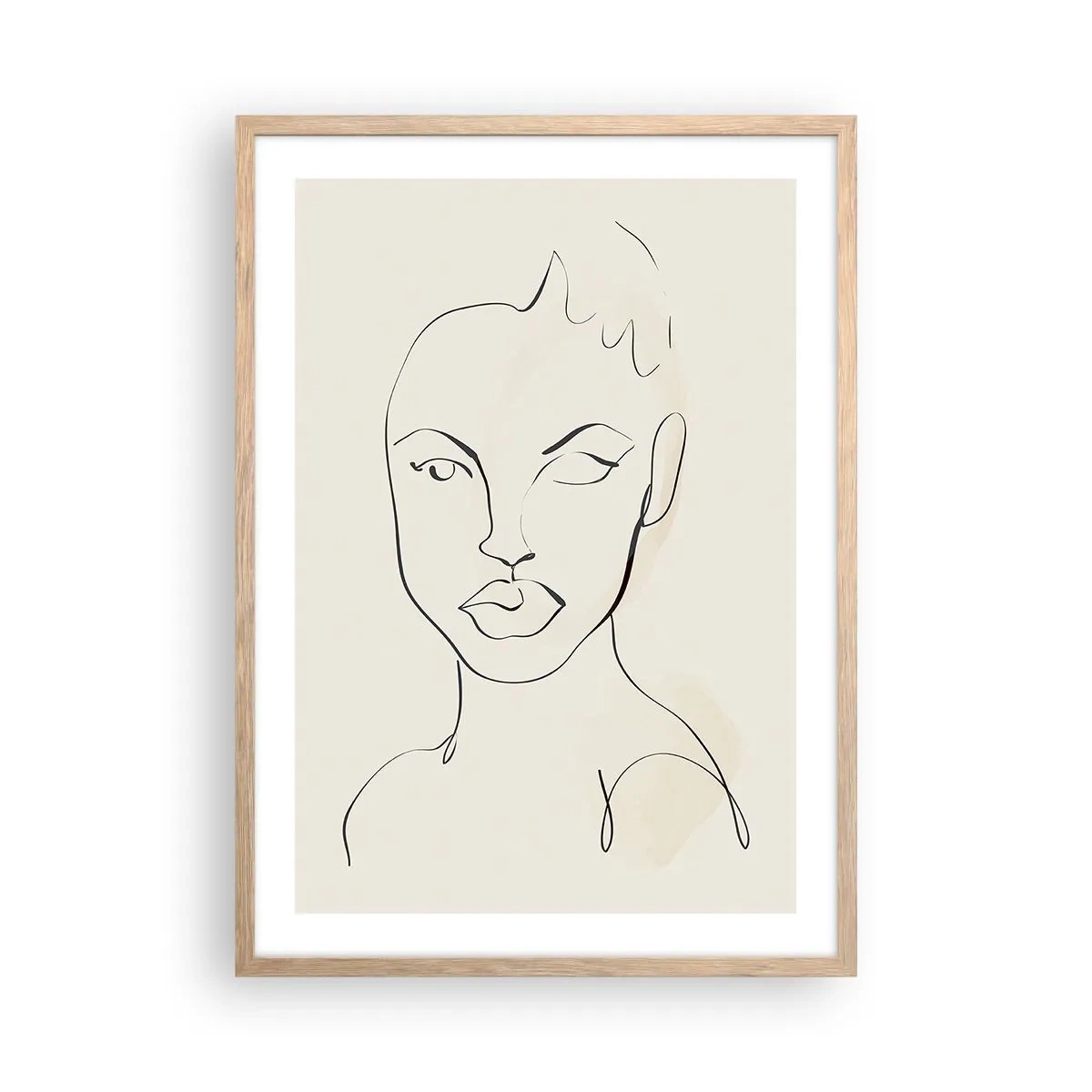 Plakat i ramme af lyst egetræ - Omrids af sensualitet - 50x70 cm