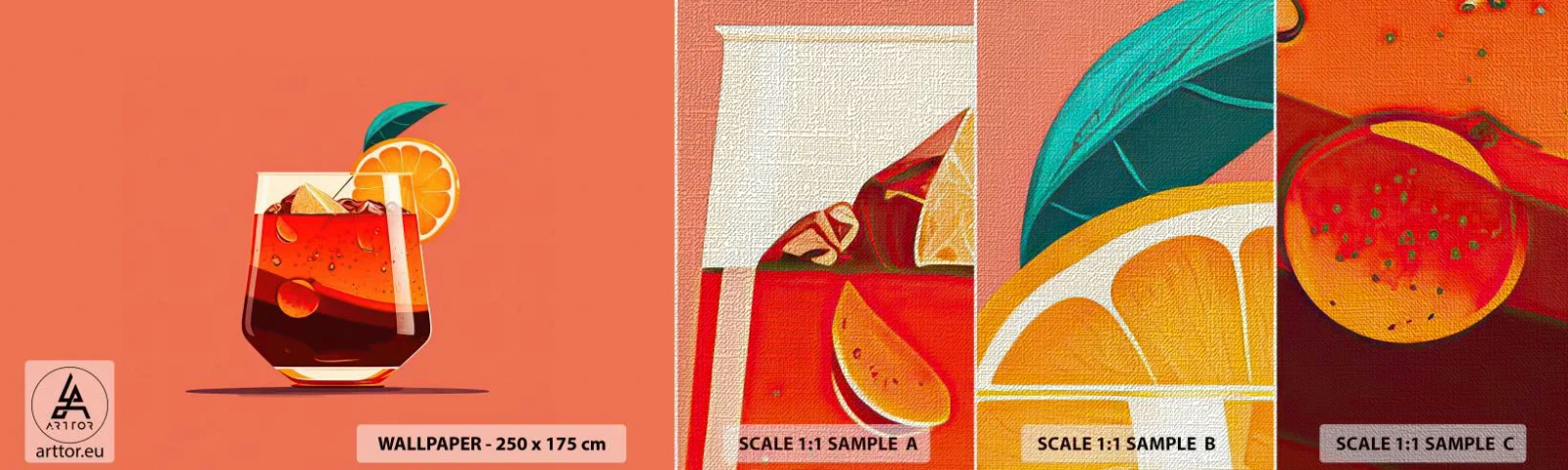 Prøve Fototapet Premium Canvas - Sommerens forfriskning - Cocktail, Drikke, Drikke - 100x30 cm