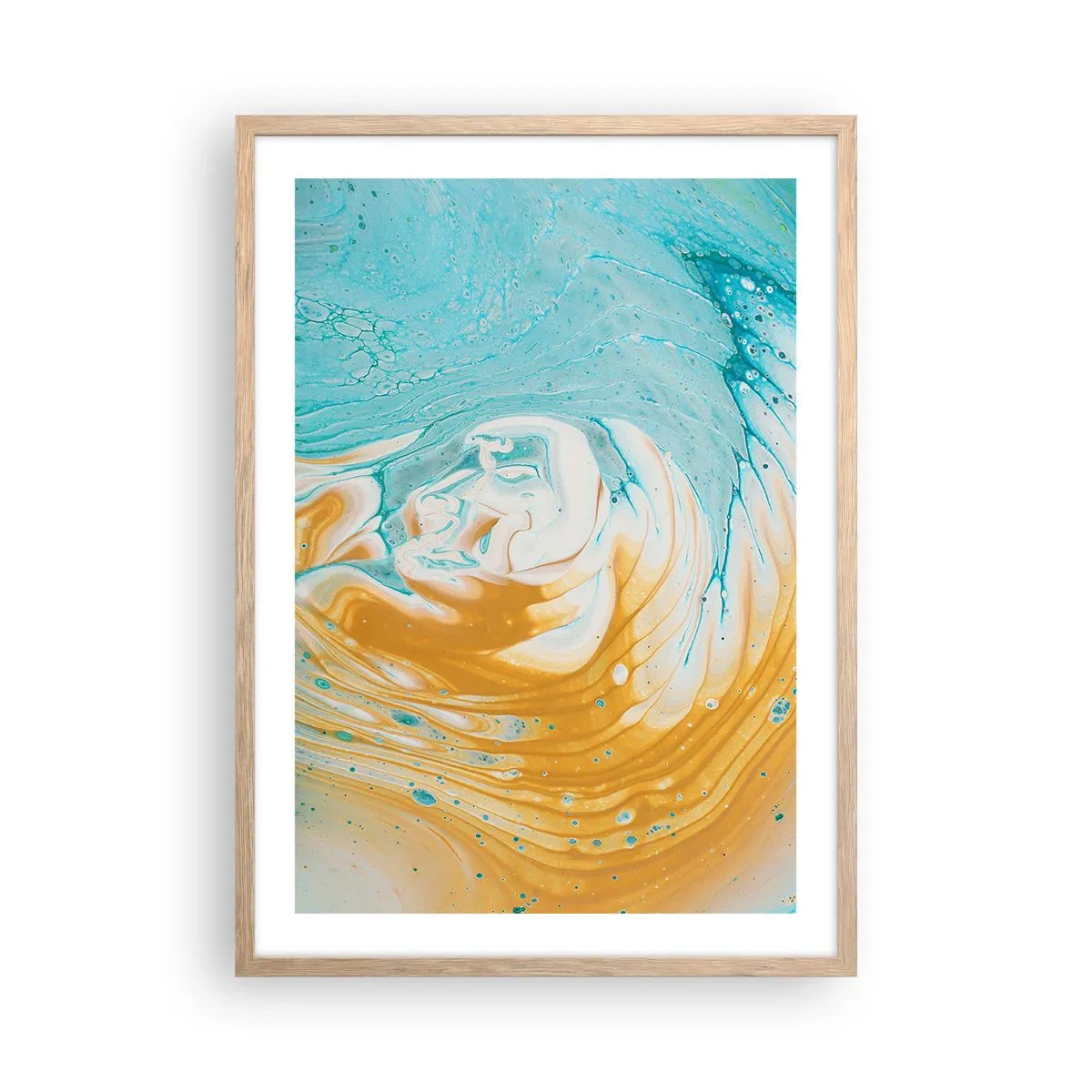 Plakat i ramme af lyst egetræ - Pastel hvirvel - 50x70 cm