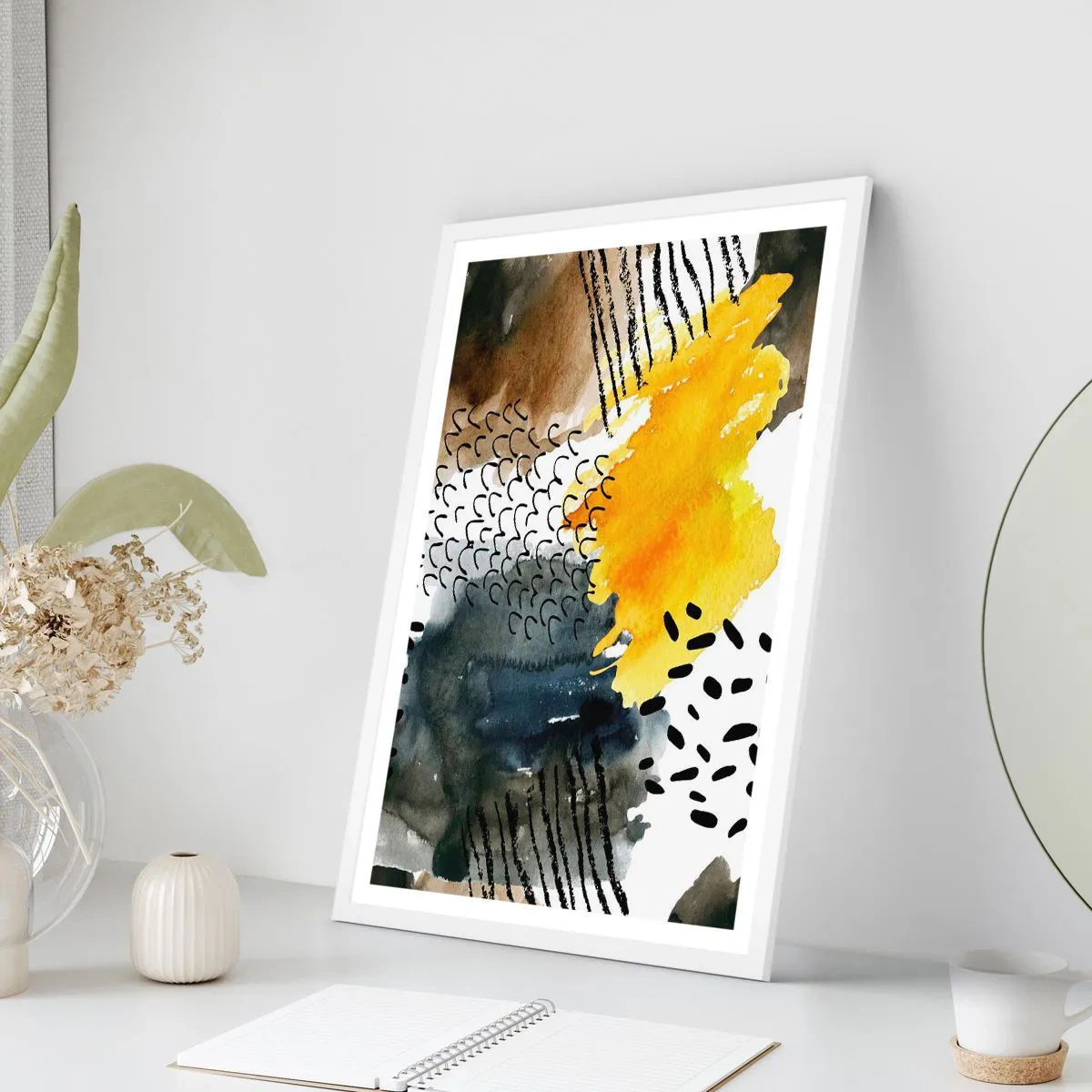 Plakat i hvid ramme - Et møde mellem elementerne - 50x70 cm