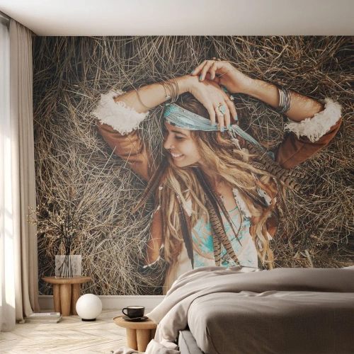 Fototapet Premium Sand - På vej til kærlighedens sommer - Boho, Kvinde, Smykker - 100x70 cm