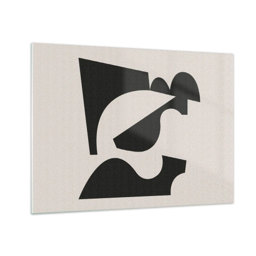 Billede på glas - Abstrakt sort-hvid geometrisk komposition - 70x50cm - Sammensæt din egen - Moderne vægdekoration til stue og soveværelse ARTTOR