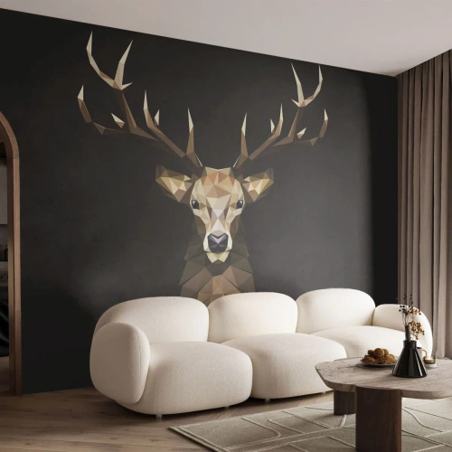 Fototapet Selvklæbende Deluxe Sticker - Kubistisk hjort - Dyr, Hjort, Grafik - 300x210 cm