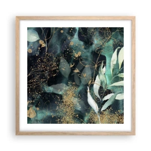 Plakat i ramme af lyst egetræ - Fortryllet have - 50x50 cm