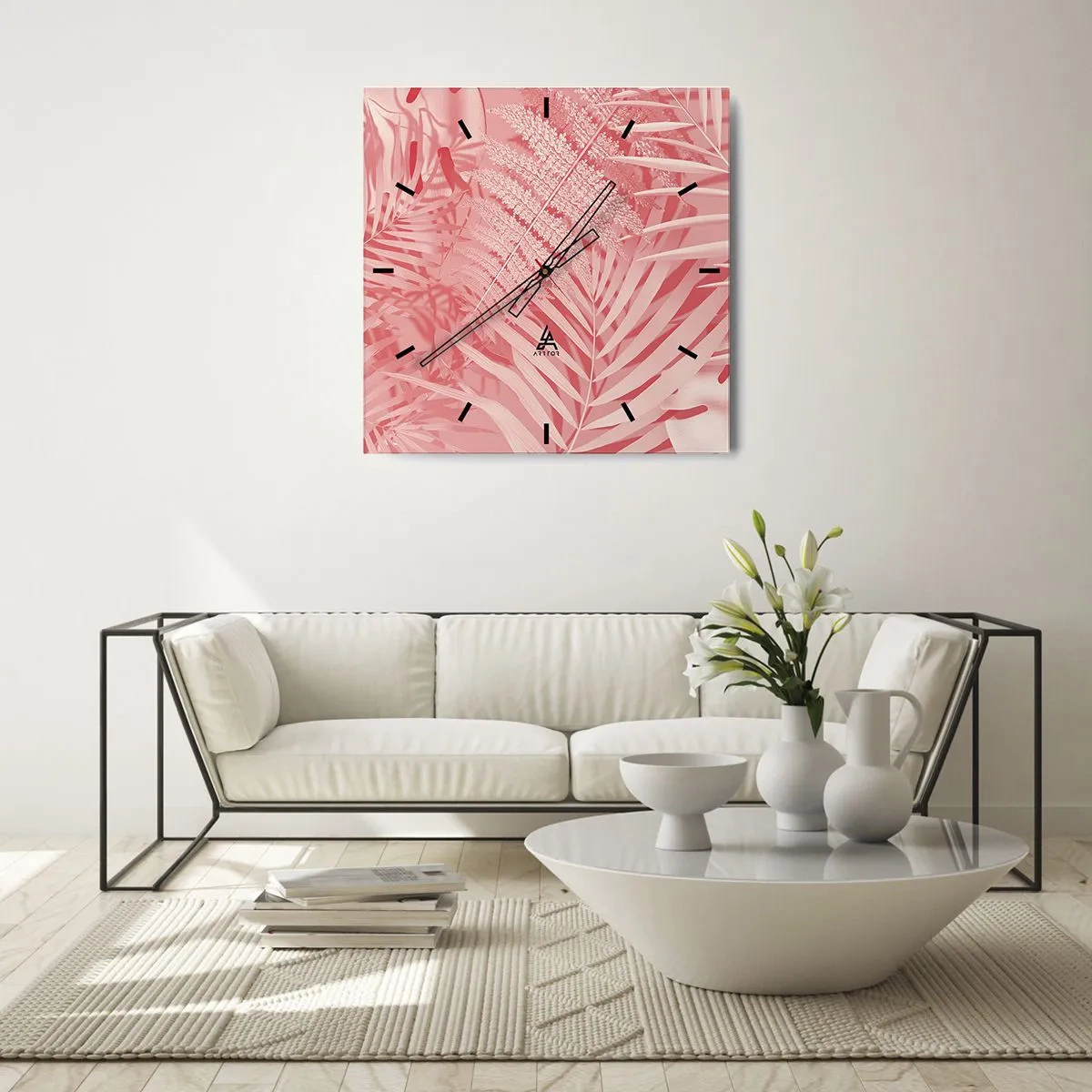 Vægur, Uret - Lyserødt koncept - 30x30 cm