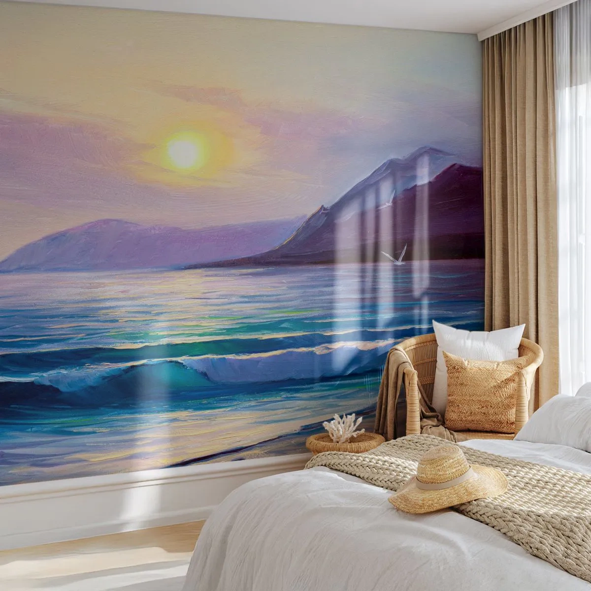 Fototapet Premium Sand - Vand- og luftkrystal - Landskab, Hav, Bjerge - 500x350 cm