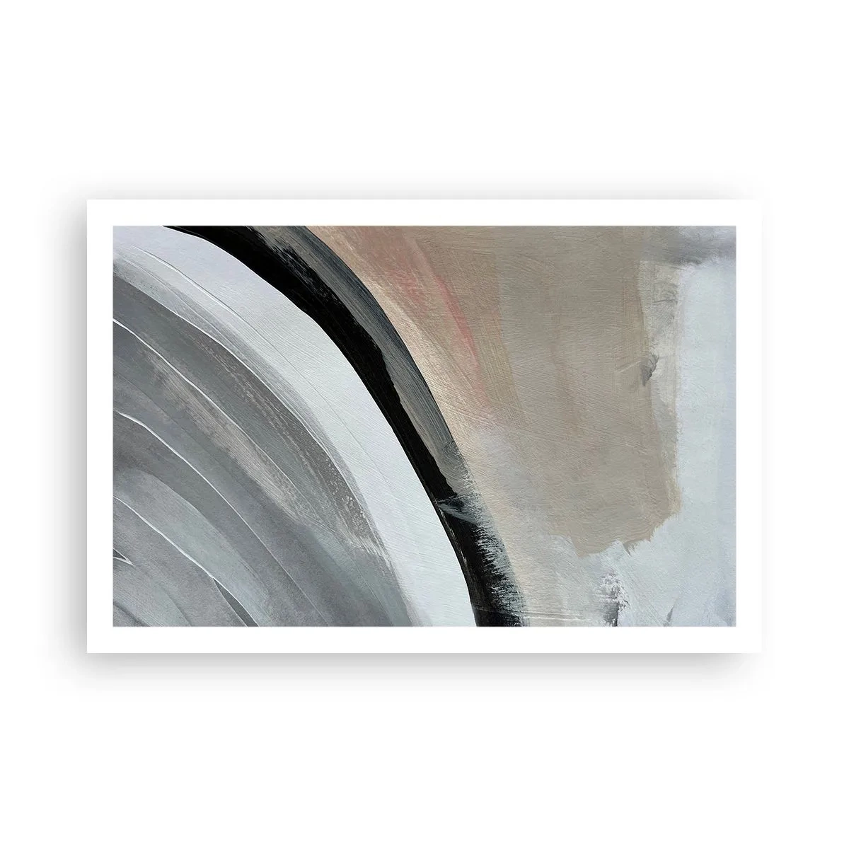 Plakat - Komposition: en bue af sort og gråt - 91x61 cm