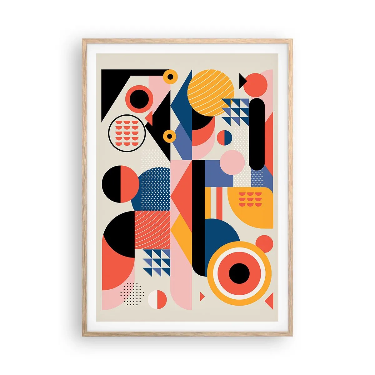 Plakat i ramme af lyst egetræ - Komposition: Leg - 70x100 cm