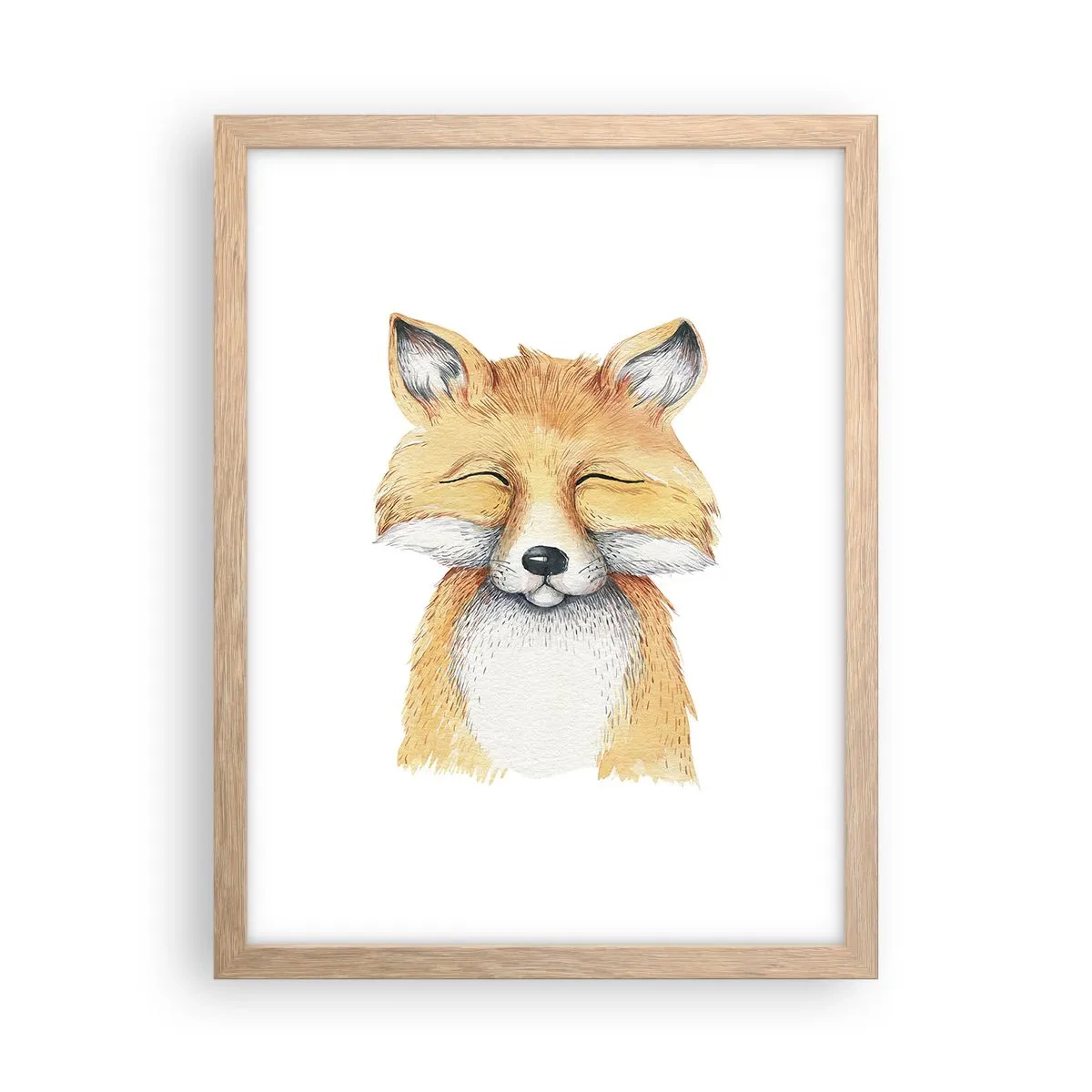 Plakat i ramme af lyst egetræ - Rævehumor - 30x40 cm