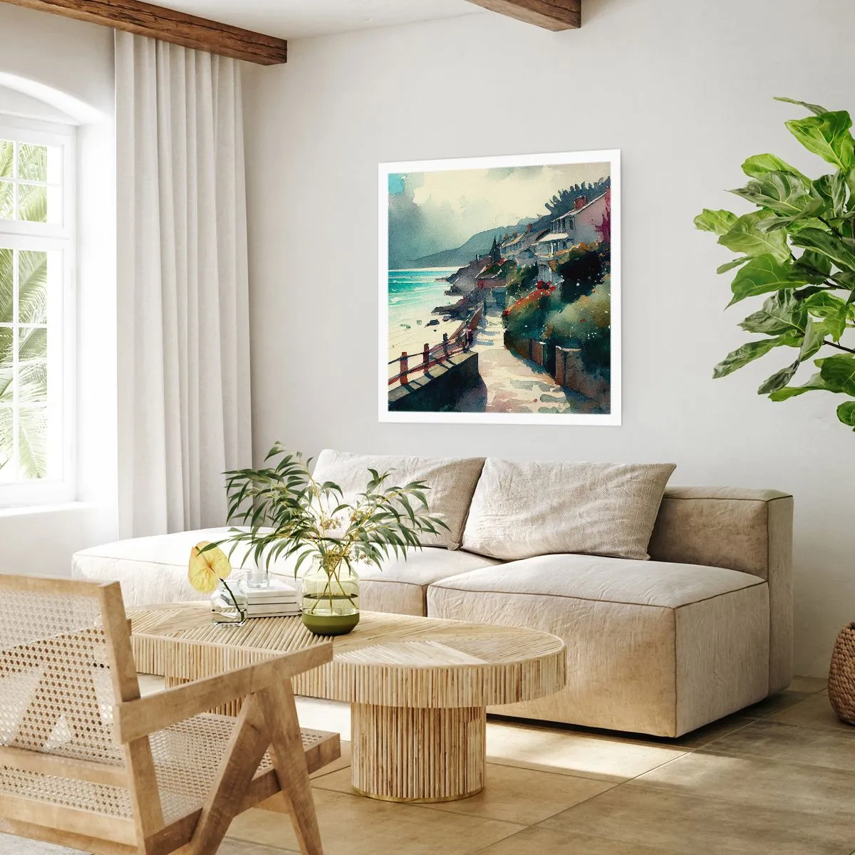 Plakat - Middelhavsby - 30x30 cm