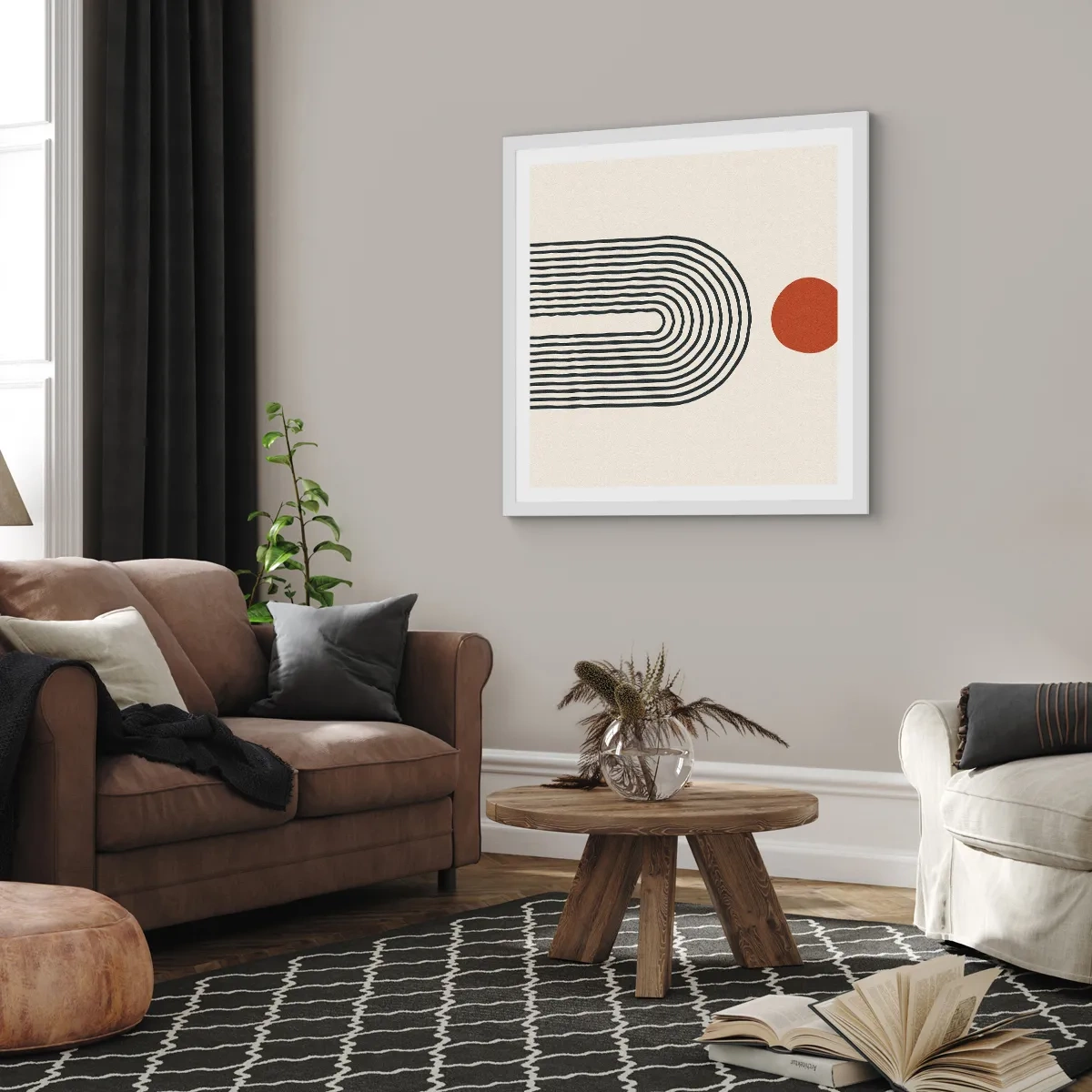 Plakat i hvid ramme - Magnetisme af former og farver - 60x60 cm