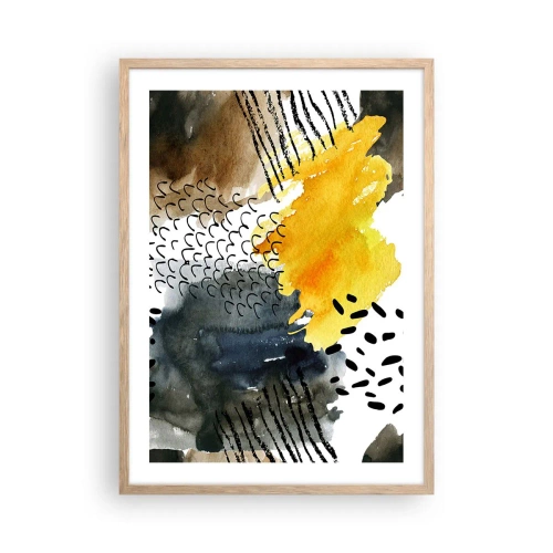 Plakat i ramme af lyst egetræ - Et møde mellem elementerne - 50x70 cm