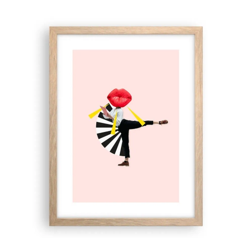 Plakat i ramme af lyst egetræ - Surrealistisk popkunst - 30x40 cm