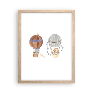 Plakat i ramme af lyst egetræ - Venner på farten - 30x40 cm