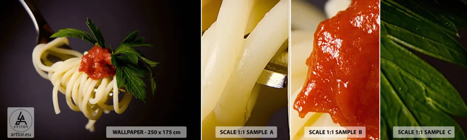 Fototapet Prøve Standard Eco - En lækker bid - Gastronomi, Spaghetti, Italien - 100x30 cm