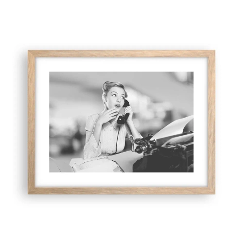 Plakat i ramme af lyst egetræ - Hej, vi er i 1950'erne. - 40x30 cm