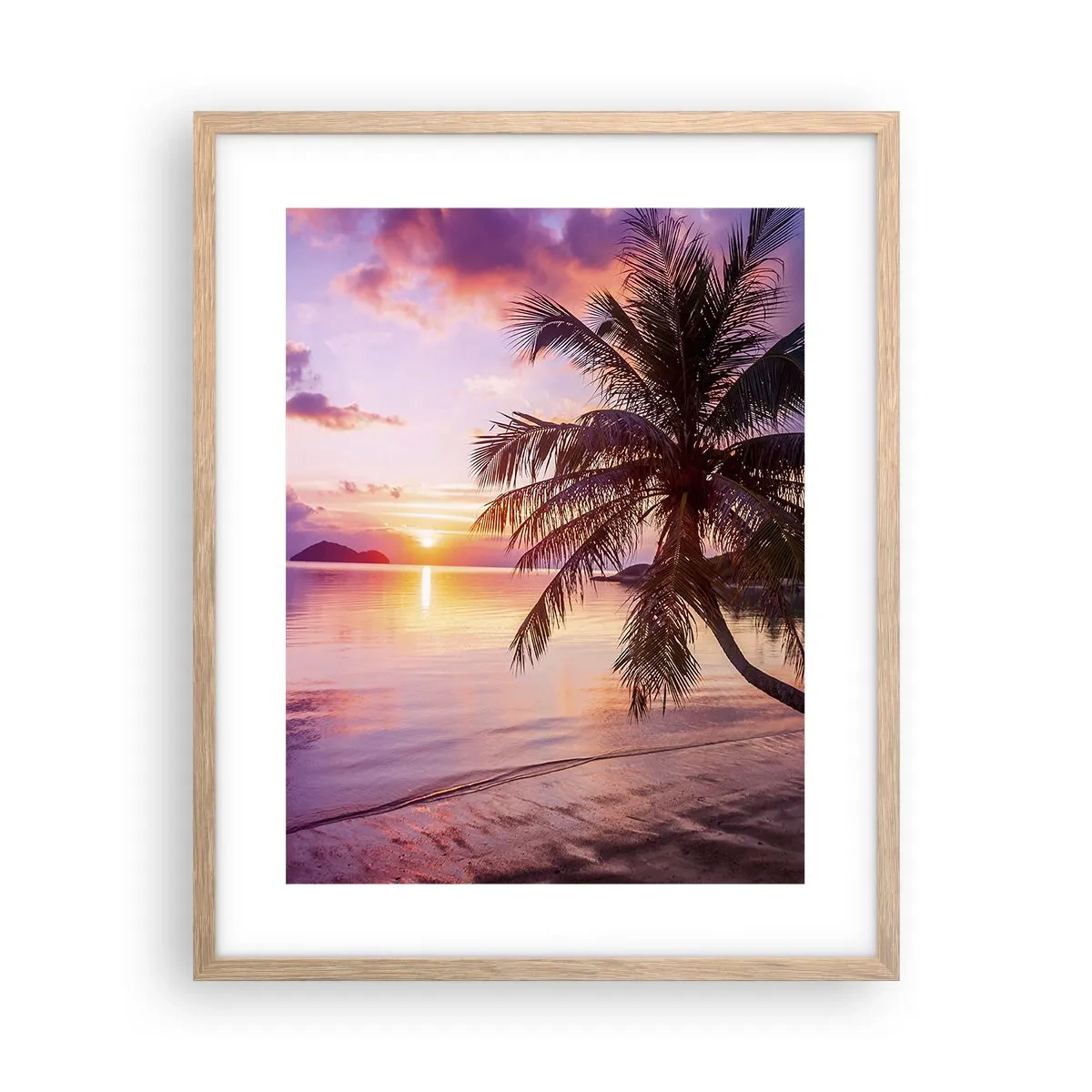 Plakat i ramme af lyst egetræ - Lyksalighed hele vejen til horisonten - 40x50 cm