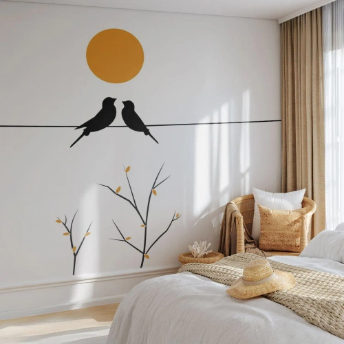 Fototapet Premium Canvas - Nattergal - Abstraktion, Fugle, Grafik - 250x175 cm