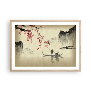 Plakat i ramme af lyst egetræ - I kirsebærblomsternes land - 70x50 cm