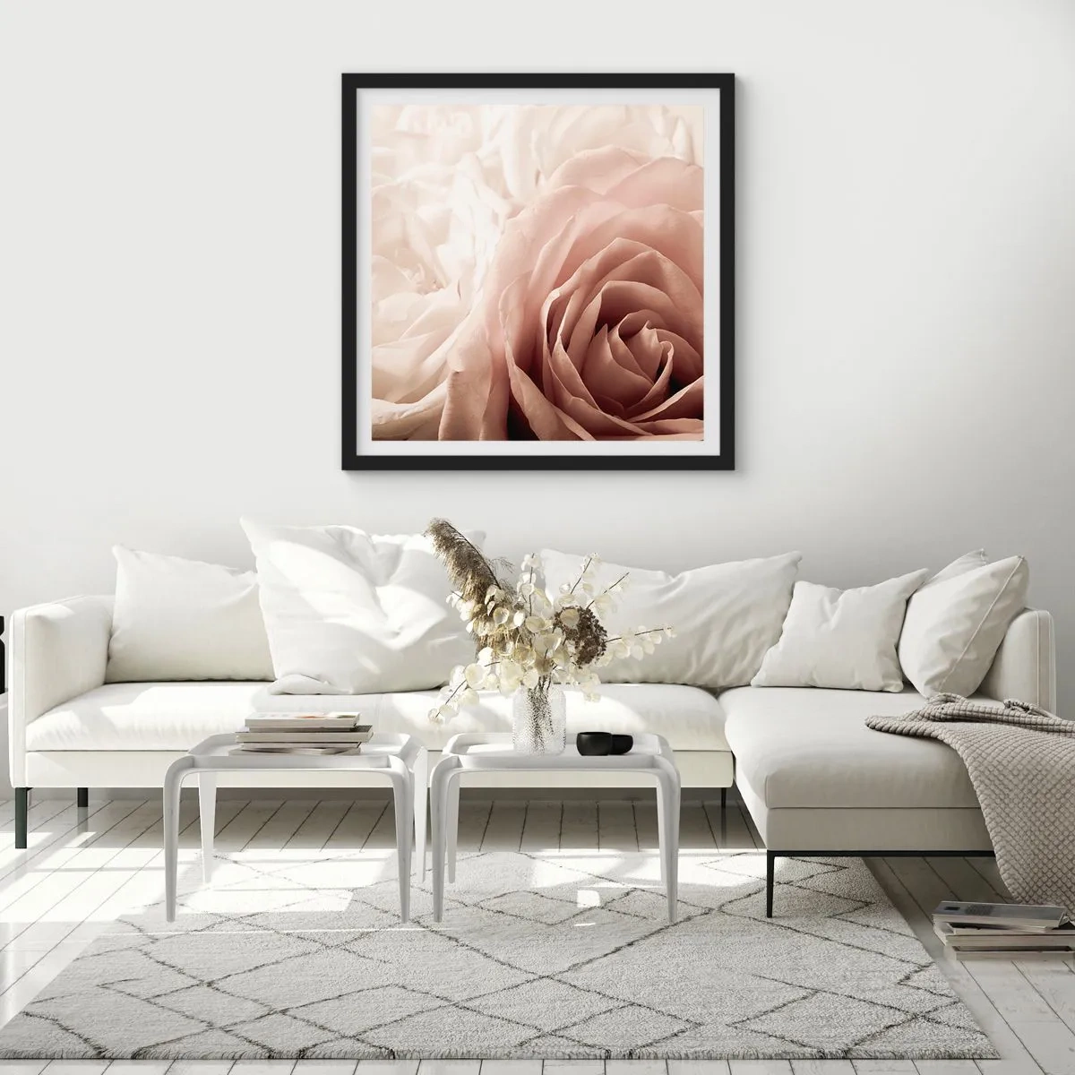 Plakat i sort ramme - I rosens hjerte - 30x30 cm