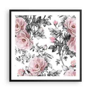 Plakat i sort ramme - Forsvind i rosenblomsterne - 60x60 cm