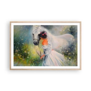 Plakat i ramme af lyst egetræ - Som fra en smuk drøm - 91x61 cm