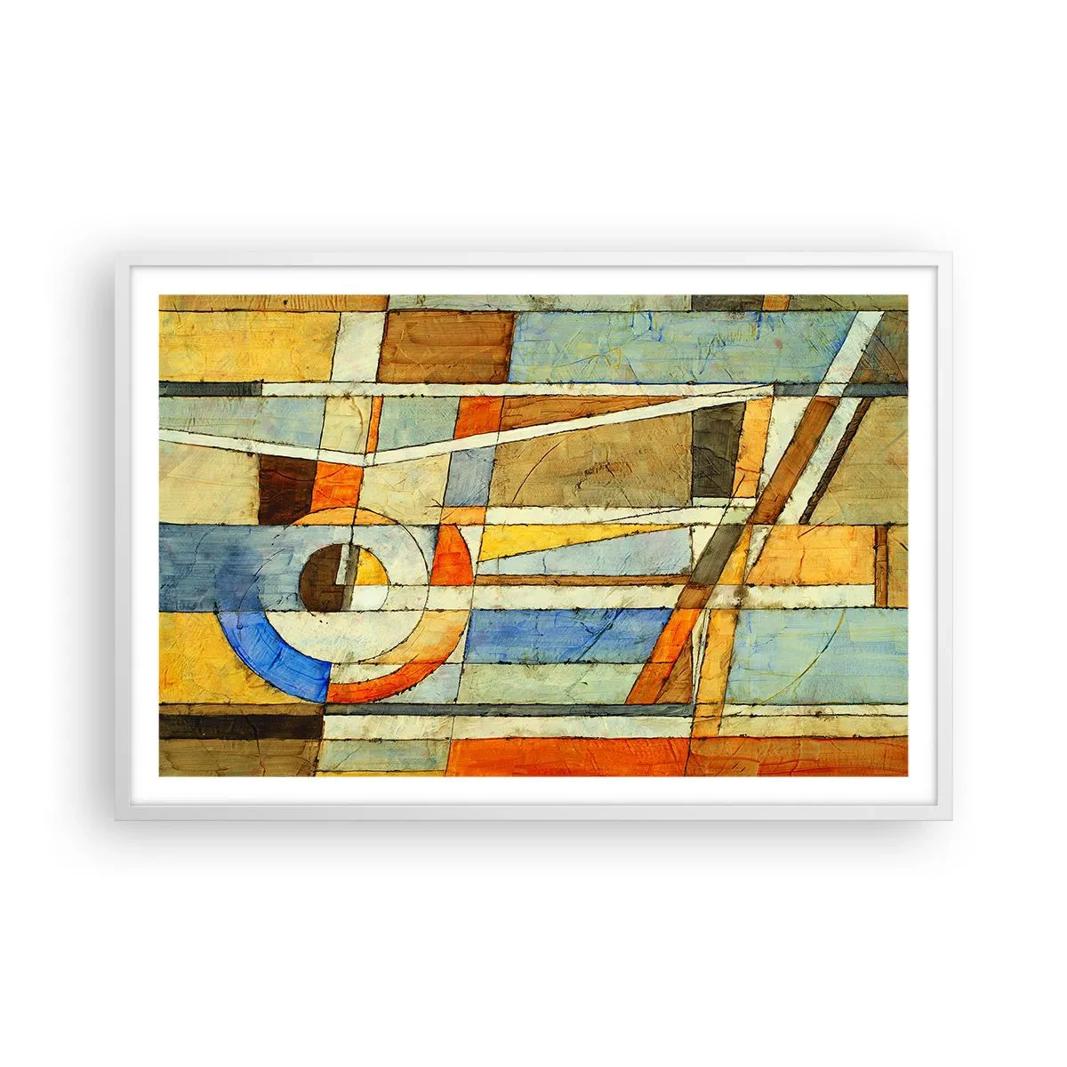 Plakat i hvid ramme - Kubisme på en byggeplads - 91x61 cm