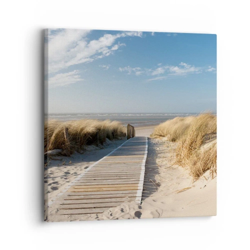 Lærredstryk - Billede på lærred - Bag klitten, i græssets summen - 30x30 cm