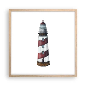 Plakat i ramme af lyst egetræ - Altid på vagt - 50x50 cm