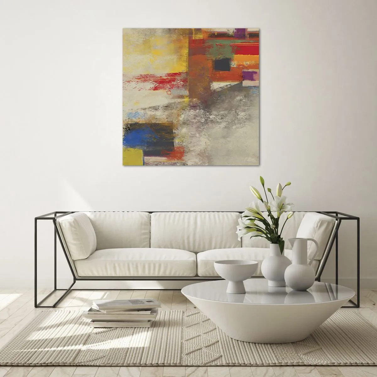 Billede på glas - Geometri af farver - 30x30 cm