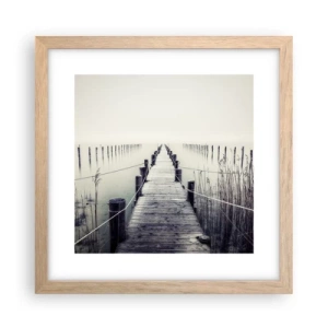 Plakat i ramme af lyst egetræ - Fordyb dig i fred - 30x30 cm